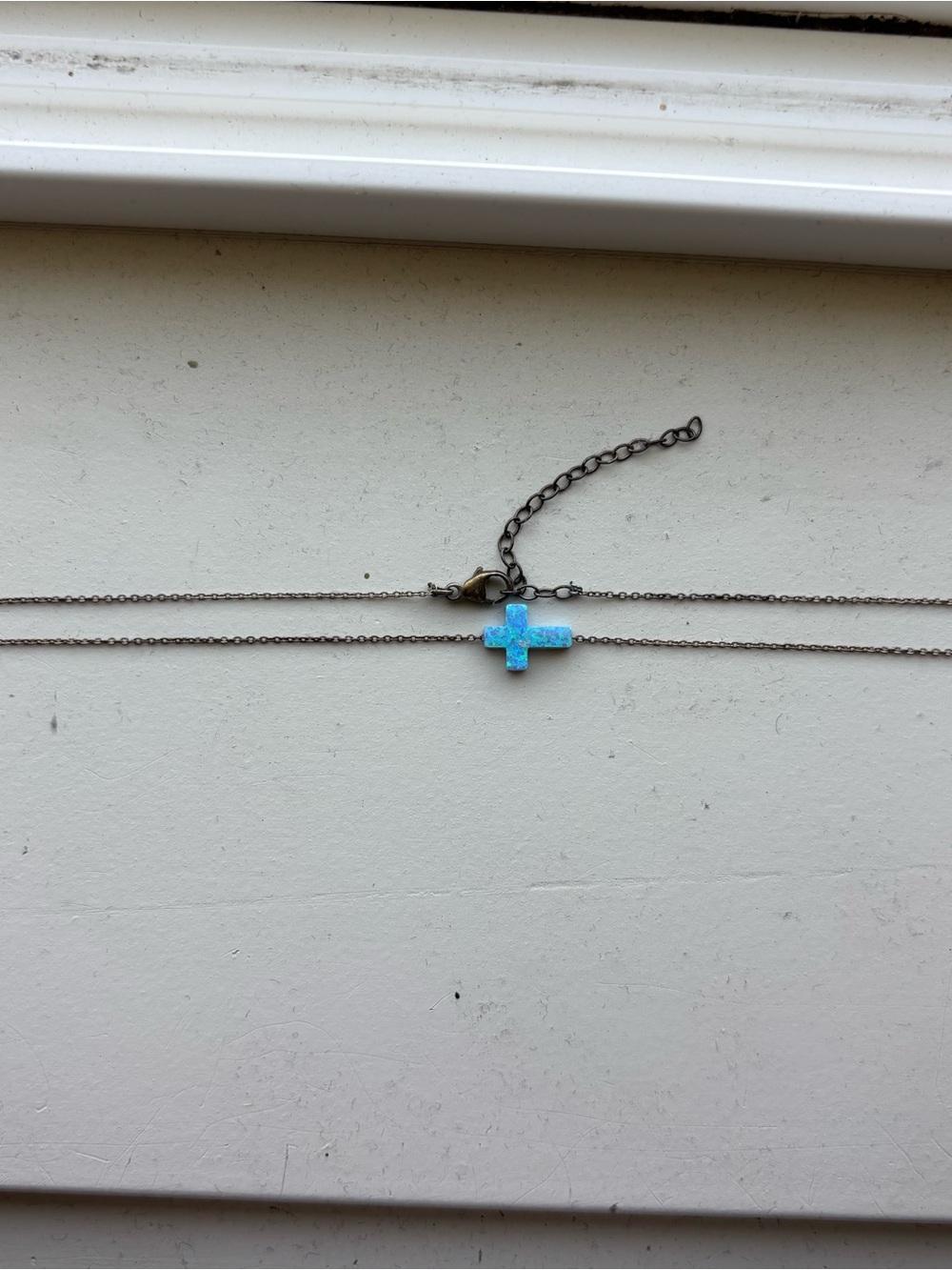 Blue Opal Cross Necklace